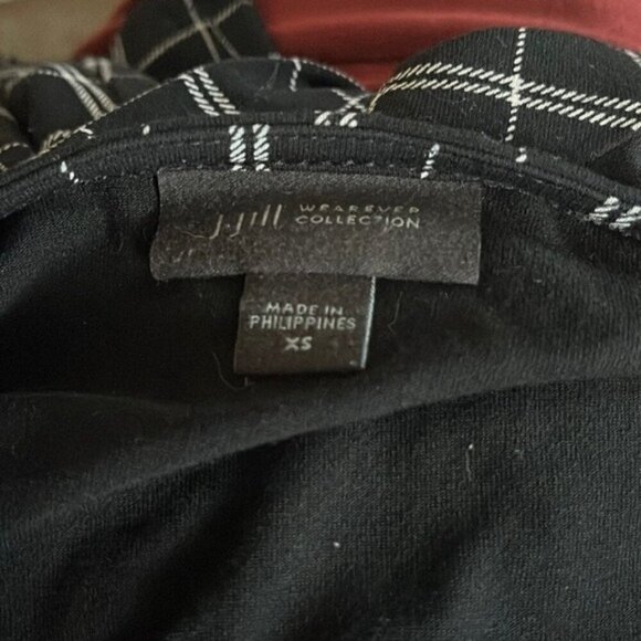 J. Jill Wearever Collection Black White Windowpane Faux Wrap Dress - Picture 3 of 3